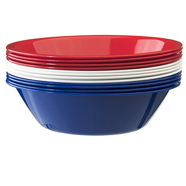 Liberty Multi Color 28-ounce Plastic Cereal/Soup Bowls | Set of 8 in 3 Assorted Colors