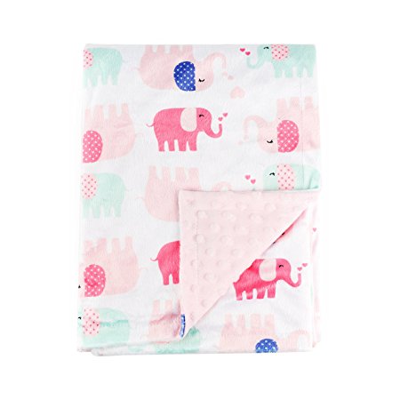 Boritar Baby Blanket Super Soft Minky With Double Layer Dotted Backing, Lovely Pink Elephants Printed 30"x40"