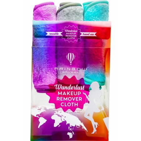 RAINBOW ROVERS Set of 3 Makeup Remover Cloths | Reusable & Ultra-fine Makeup Wipes | Suitable for All Skin Types | Removes Makeup with Water | Free Bonus Waterproof Travel Bag | Daydreamer