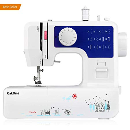 oakome Household Sewing Machine Multifunction - 12 Built-in Stitches and Patterns, Strong Horsepower, Perfect for All Sewing Jobs, Great for Beginners and Convenient for The Experienced (Blue)