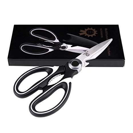 KITOOL Premium Heavy Duty Kitchen Shears Ultra Sharp Stainless Steel Multi-purpose Kitchen Scissors with Blade Cover - Black