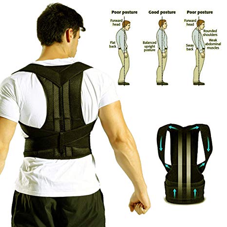 Wiitek Back Posture Corrector for Men Women Kids Posture Brace Adjustable Upper Back Support Brace for Back Pain Relief Comfortable Posture Trainer for Posture Support (M: Waist: 26" - 37")