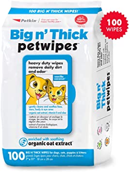 Petkin Petwipes – Big 'n Thick Extra Large Pet Wipes for Dogs and Cats – Cleans Face, Ears, Body and Eye Area – Super Convenient, Ideal for Home or Travel