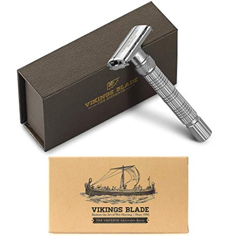 VIKINGS BLADE The Emperor Adjustable Safety Razor (Frosted Chrome)