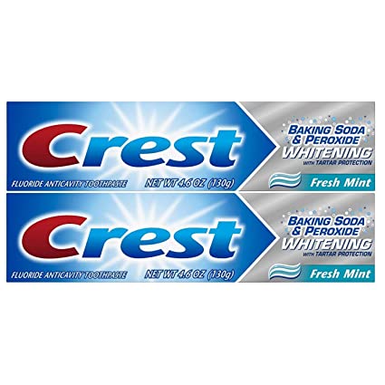 Crest Baking Soda & Peroxide Whitening Toothpaste with Tartar Protection, Fresh Mint 4.6 oz (130g) - Pack of 2