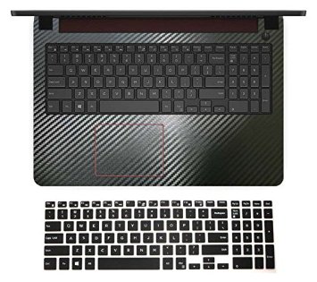 2in1 Wrist Palmrest Palm rest Skin Sticker With Trackpad Touchpad Cover  Keyboard Protector for 15.6'' Dell Inspiron 15-7559 (black carbon fiber palmrest sticker semi-black keyboard skin)