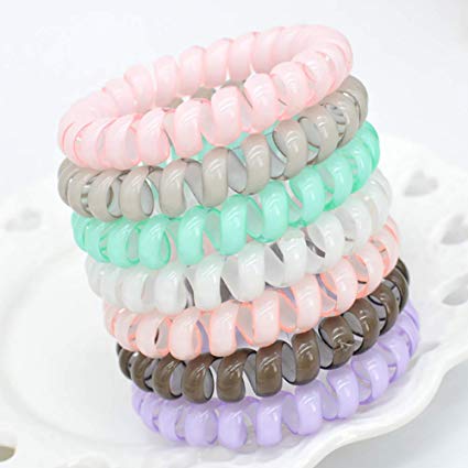 Spiral Hair Bands Ponytail Holders - Funy Hair New Thick Elastic Blonde Brown Ponytail Holders Mix Color Hair Bands Ties Rings Traceless Suitable for Women Girls, 6 pcs Mix Color