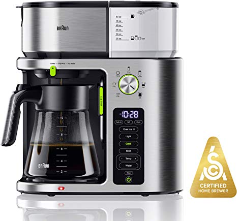 Braun KF9170SI MultiServe Coffee Machine 7 Programmable Brew Sizes / 3 Strengths   Iced Coffee & Hot Water for Tea, Glass Carafe (10-Cup), Stainless Steel