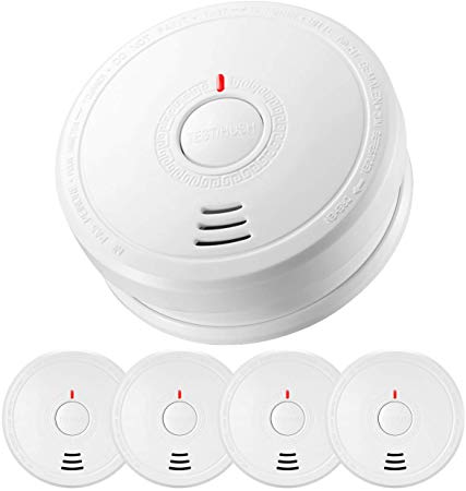 PICTEK Smoke Alarm Battery Operated, Fire Alarm for Home, Photoelectric Smoke Detector with 10 years Life Time, Loud/ Light Alarm, Low Battery Reminder, Test Button for Home,School,Office - 4 Pack