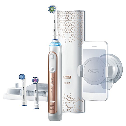 Oral-B Genius Pro 8000 Electronic Power Rechargeable Battery Electric Toothbrush with Bluetooth Connectivity Powered by Braun, Rose Gold