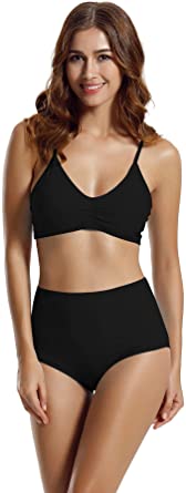 zeraca Women's Strap Side Bottom Halter Racerback Bikini Bathing Suits (FBA)