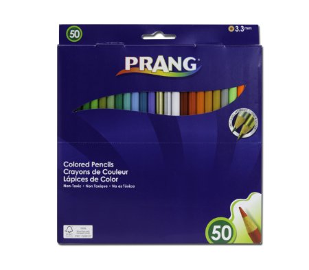 Prang Thick Core Colored Pencil Set 33 Millimeter Cores 7 Inch Length 50 Pencils Assorted Colors 22480