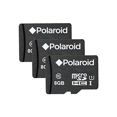 8GB MicroSDHC Memory Card for Smartphones, Tablets and Cameras, Class 10 UHS-I (3-Pack) by Polaroid