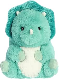 Aurora® Round Rolly Pet™ Teya Triceratops™ Stuffed Animal - Adorable Companions - On-The-Go Fun - Blue 5 Inches