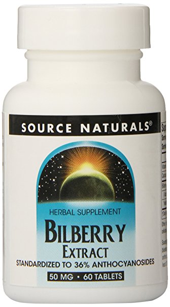 Source Naturals Bilberry Extract 50mg, Standardized Botanical Antioxidant, 60 Tablets