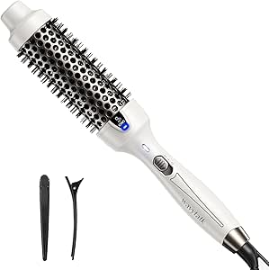 Wavytalk Thermal Brush, 1.5 Inch Ionic Thermal Round Brush Creates Blowout Look in 10 Minutes, Heated Round Brush Makes Hair Shinier & Smoother, Dual Voltage (White)