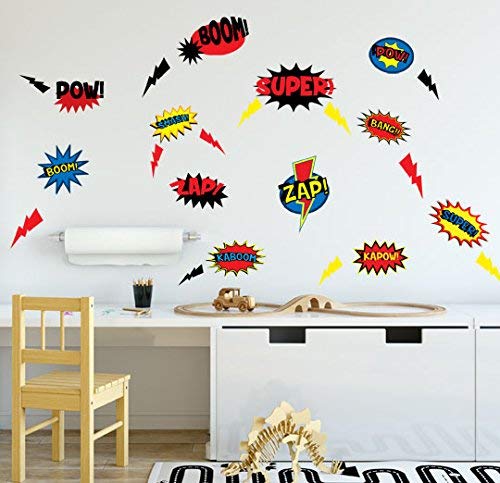 Create-A-Mural Boys Wall Decals, Superhero Room Decals, Comic Wall Decor Stickers,ZAP! Bang! Boom! Word Room