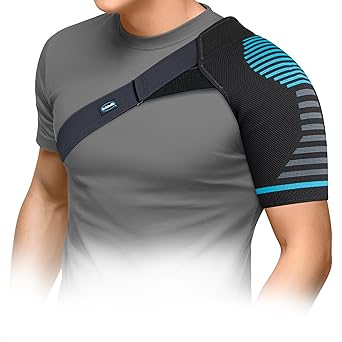 Dr. Scholl's Compression Shoulder Support with Massaging Gel, Breathable Fabric, Shock-Absorbing Shoulder Brace for Shoulder Pain Relief, Built-in Gel Padding & All-Day Support (Size S-XL) (L/XL)