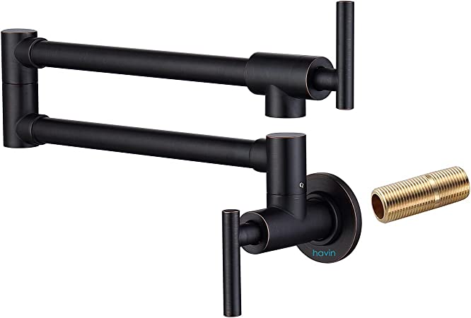Havin Pot Filler,Pot Filler Faucet Wall Mount,Brass Material,with Double Joint Swing Arms (Style A Oil Rubbed Bronze A205)