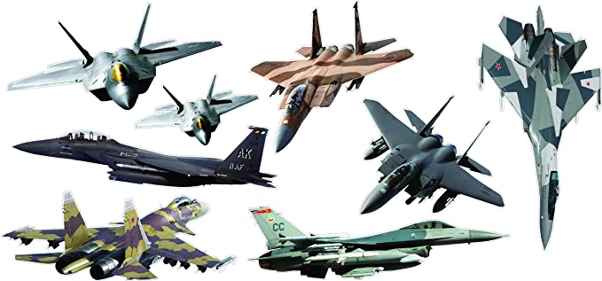 Epic Designs Fighter Jets Giant (8 pcs) Stickers - Removable and repositionable Wall Decals Wall Art for Any Kids Room.