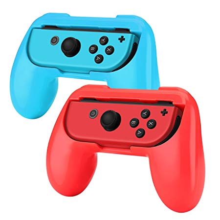 TNP Nintendo Switch Joy-Con Grip (2 Pack) - Comfortable Grip Wear Resistant Joy-Con Handle Game Controller Kit Accessory for Nintendo Switch (Red Blue) - Nintendo Switch