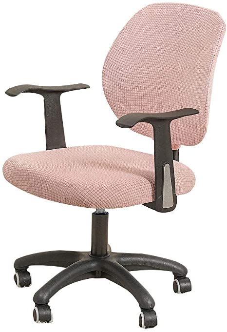 FORCHEER Pink Office Chair Cover Water Resistant Stretch Jacquard Elastic Covers 2 Piece for Desk Computer Chair Slipcover Stretchable