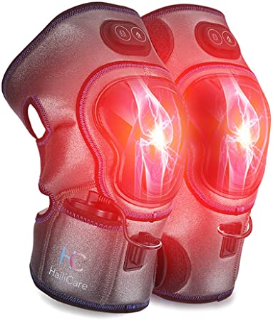 Heated Vibration Knee Massager, Knee Brace Wrap Physiotherapy Massager for Injury Pain Relief, Joint Warmer Therapy Pad for Arthritis Cramps Stiff Muscles, Best Gifts for Mom Dad Men Women（1 Pair）