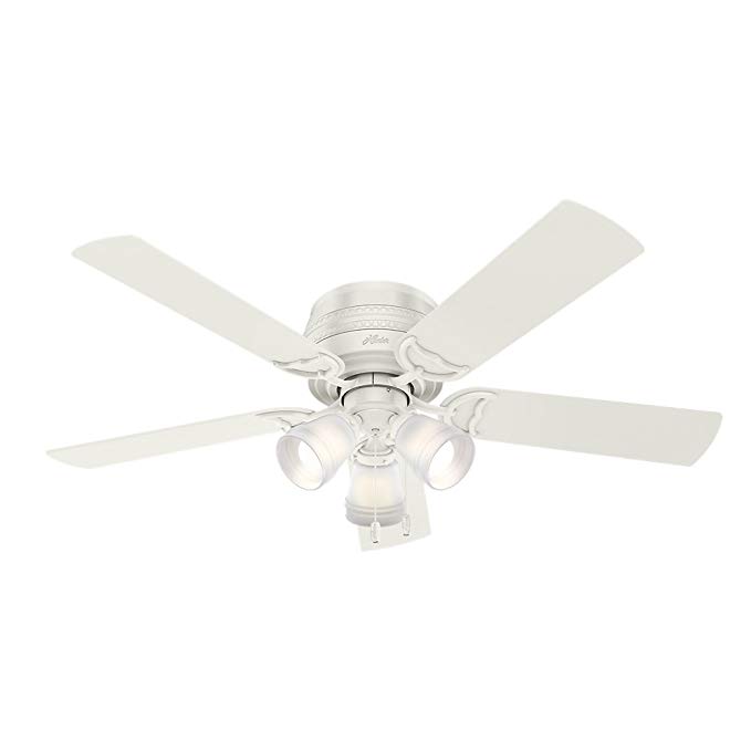 Hunter 53385 Prim Hunter 52" Ceiling Fan with Light, Large, Fresh White