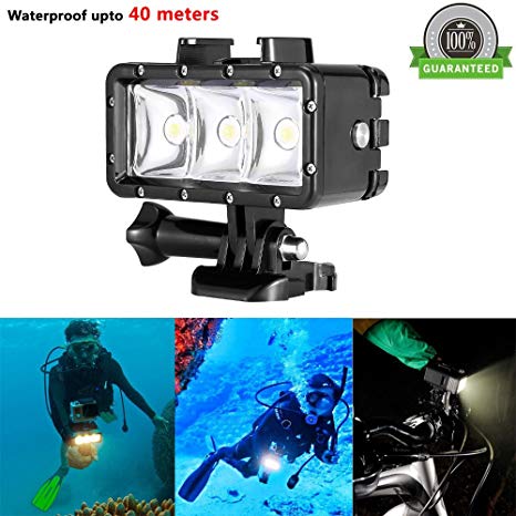 Waterproof Diving Light, ProCIV High Power Dimmable LED Light Underwater Light 1200mAh Built-in Rechargeable Battery 40m Underwater Video Fill Light Night Light for GoPro Hero 5 4 Session 5 4 3  3