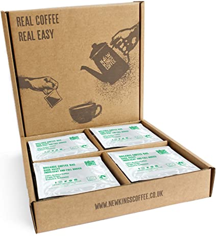 Quality Ground Coffee Bags - Fairtrade, Organic, Single Origin, 100% Arabica (Dark Roast - Sumatra, Indonesia, SE Asia, Box of 16 Individually Wrapped Coffee Bags)