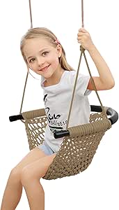 Kids Tree Swing Seat for Kids Rope Swing Seat, Indoor Swing for Kids Outdoor, Backyard Swing Tree Swing Seat Door Swing (Khaki)