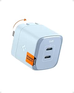 Spigen GaN III 352 35W 2 Ports Compact Foldable Dual USB C Wall Charger PD PPS Fast Charging Block Adapter for iPhone 15 Plus Pro Max 14 13 12 Mini iPad Air AirPods Galaxy S24 S23 S22 S21 Pixel 8 Fold