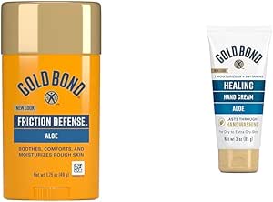 Gold Bond Friction Defense Stick, 1.75 oz., With Aloe to Soothe, Comfort & Moisturize Rough Skin & Healing Hand Cream, 3 oz., With Aloe, Moisture That Lasts Through Handwashing