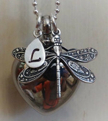 Cremation Jewelry Dragonfly Custom Unique silver heart cremation urn for ashes memorial for ashes hair funeral flowers death of mom or loved one stillbirth miscarriage death of pet