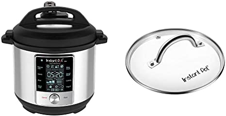 Instant Pot Max Pressure Cooker 9 in 1, Best for Canning with 15PSI and Sterilizer, 6 Qt & Genuine Instant Pot Tempered Glass Lid, 9 in. (23 cm), 6 Quart, Clear