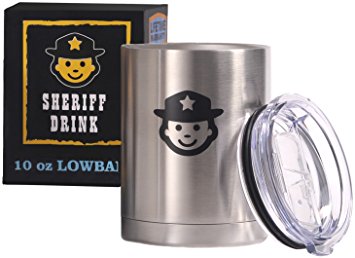 SheriffDrink 10 oz Lowball - Stainless Steel Vacuum Insulated Tumbler - 4 Bonus Ebooks Included!