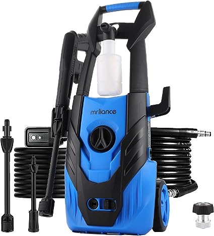 mrliance Adjustable Pressure Electric Power Washer 2 GPM High Pressure Washers with Spray Nozzle, Soap Bottle, IPX5 Car Washer Cleaner for Home Driveway Patio,Blue