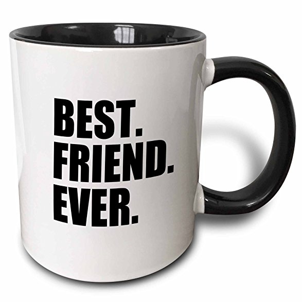 3dRose Best Friend Ever Gifts for Bffs and Good Friends Humor Fun Funny Humorous Friendship Gifts Two Tone Black Mug, 11 oz, Black/White