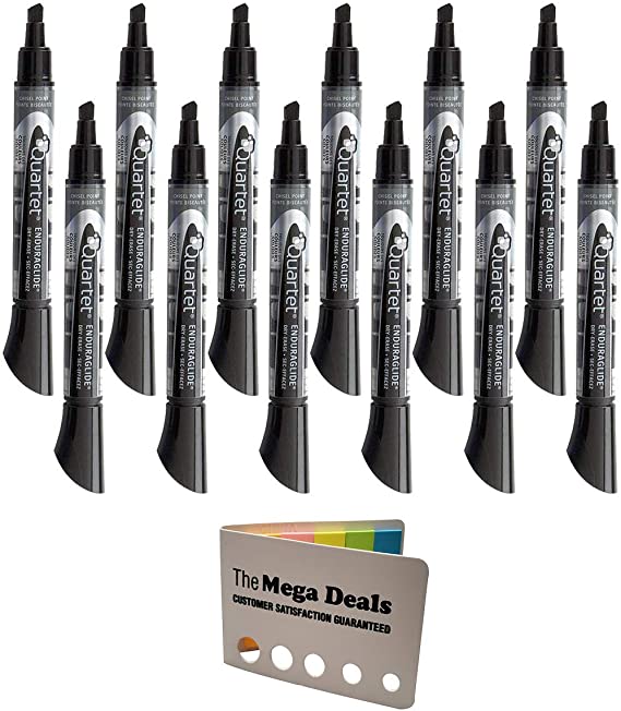 Quartet Dry Erase Markers, Whiteboard Markers, Chisel Tip, EnduraGlide, BOLD COLOR, Black, 12 Pack