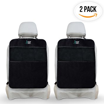 Ultimate Car Kick Mats x2 to Protect Your Car Seat Upholstery. Waterproof Seat Protector Mat with Organiser Pocket. Heavy Duty Kick and Stain Protection Covers for Auto Back Seats.
