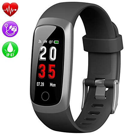 Kilponen Fitness Tracker with Heart Monitor - Smart Watch Fitness Wristband Blood Pressure Bracelet Activity Tracker Waterproof IP67 with Stopwatch, GPS, Pedometer, Step Counter for Kids Women Men