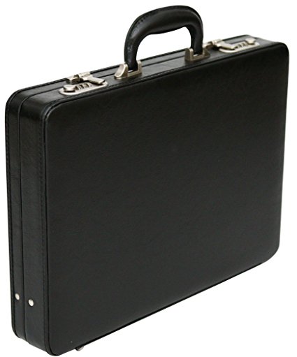 Slim line Attache Briefcase Leather Look Pu Executive Case Business Bag