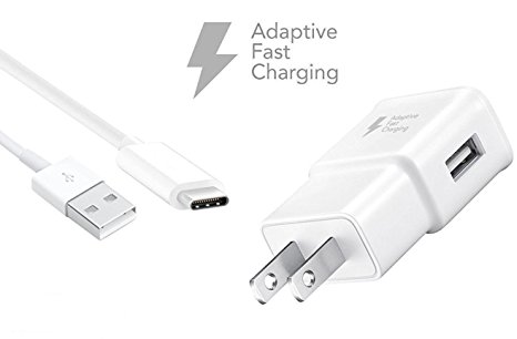 USB Type-C Cable with Adaptive Fast Wall Charger for Galaxy S8 S8 Plus S9 Note 8, LG G6 G5 V30 V20, Google Pixel 2 Nexus 5x 6p, Nintendo Switch, MacBook GoPro5 OnePlus 5 3T 2 HTC U11-White