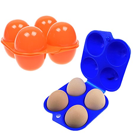 COSMOS Pack of 2 pieces Plastic Portable Camping 4 Eggs Carrier Container Case Outdoor Egg Box