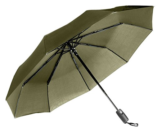 Lightweight "Dupont Teflon" Travel Umbrella, Virtually Indestructible Windproof Canopy, **Lifetime Replacement Guarantee**, Automatic Open/Close For One Handed Operation, Slip-Proof Handle for Easy Carrying By Repel (Army Green)