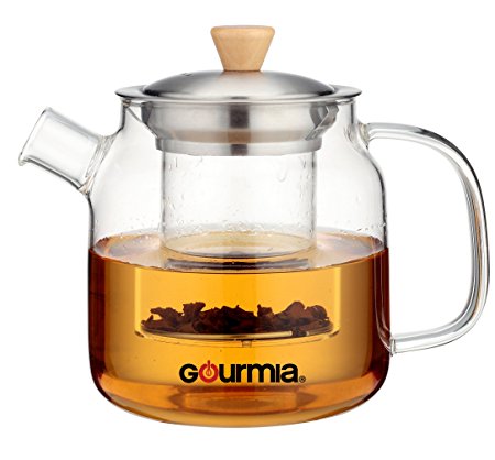 Gourmia GTP9810 Glass Tea Pot & Infuser With Handle, Lid & Loose Tea Filter 680ml Capacity