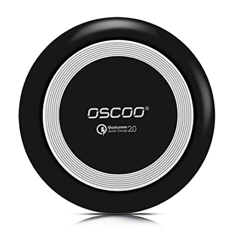 Fast Wireless Charger, OSCOO Qi Charging Pad for Samsung Galaxy S7,Galaxy S7 Edge, Galaxy S6 Edge ,Galaxy Note 5 (Fast Black)