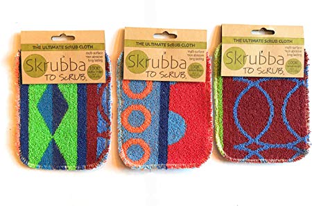 Wet-it Skrubba New European Scrubby Non-Scratching Scouring Pad (Stripe and Geometric Shapes)