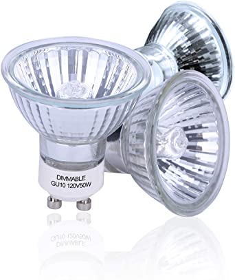 50 Watt GU10 Halogen Bulb, MR16 GU10 Base 120-Volt Light Bulb, Halogen 50W 120V MR16 Flood Light Bulbs,3-Pack