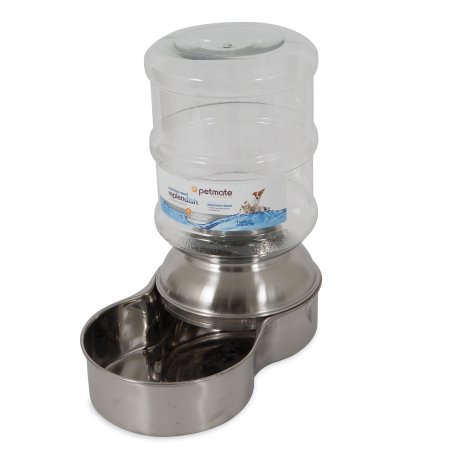 Petmate Stainless Steel Replendish Pet Waterer With Water Bottle and Steel Base Small